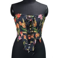 High Street Women's Camisole Embroidered Rich Tulips Petal Bra Cropped Tops Overbust Corset Crop Streetwear