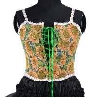 Vintage Embroidered Vest for Wome Lace Up Sunflower Print Corset 2022 Spring New Clothing