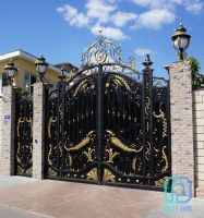 Custom luxury wrought iron double swing gates