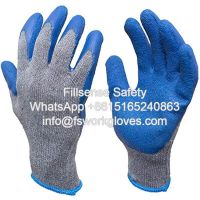 10Gauge 2Yarn Polycotton Liner Crinkle Palm Latex Coated Gloves