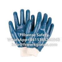 Knit Wrist Cotton Jersey Liner Nitrile Coated Work Gloves Heavy Duty Industrial Gloves