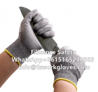 Anti Cut Level 5 13 Gauge HPPE Liner PU Coated Cut Resistant Gloves with EN388 4543