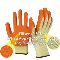 Anti Slip 10Gauge 21S Cotton Liner Crinkle Palm Latex Coated Working Gloves