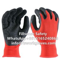 13Gauge Polyester Liner Crinkle Latex Coated Work Gloves