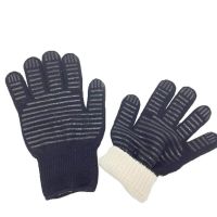 Anti Heat Kevlar Outer Cotton Inner Heat Resistant BBQ Gloves with Silicone Grip
