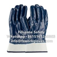 Safety Cuff Cotton Jersey Liner Nitrile Coated Heavy Duty Work Gloves