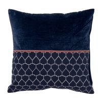 Cotton cushion cover with a geometric print, blue, collection Ethnic