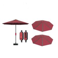 10ft Outdoor Garden Patio Solar Umbrella Beach Shade Umbrella With LED Lights