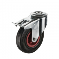 European type 4-inch rubber caster with hole top 4-inch fixed rubber wheel