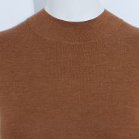 Custom Wool Sweater Ribbed Basic Brown Crew Neck Superfine Wool Big Armhole Rib Knit Sweater Vest