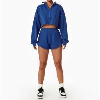 New Sports Workout Sweater Suit Gym Zip Long Sleeves Fitness Stand Collar Female Sportswear For Winter And Autumn