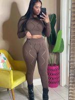 Women'S Sexy Cut-Out High-Waisted Pant Casual Sport Suit Ladies Trouser Suit