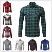 Digital Printed Long-sleeved Plaid Shirts