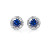 Fancy couple 925 silver blue sapphire studs earring for women
