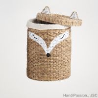 Water Hyacinth Animal Fox Shaped Woven Basket Laundry Storage Vietnam Handicraft HP - B071