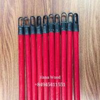 Wooden broom stick red pvc coated