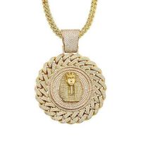 14K Yellow Gold Cross Diamond Pendant and Cuban Chain