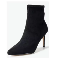 Custom Made Label Black Stretch Stiletto High Heels Ankle Shoes Pointed Toe Women Boots