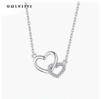 2.17g 18in White Gold Heart Pendant ODM Valentine Silver Heart Pendant Necklace