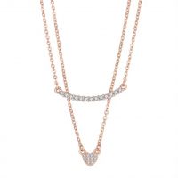 YASVITTI High Quality Double Layer Necklace Jewelry Classic Rose Gold Plated 925 Sterling Silver Heart Pendant Necklace