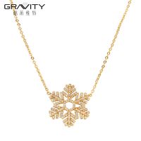 New 2017 Christmas snowflake plated latest design saudi charm stone diamond women custom crystal fashion jewelry gold necklace