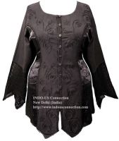 Gothic Renaissance Embroidered Rayon Satin Panel Blouse/Top