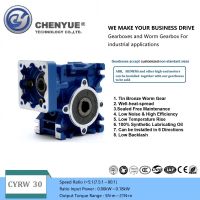 CHENYUE High Torque Worm Gearbox NMRW30 CYRW30 Input 9/11mm Output 14mm Speed Ratio from 5:1 to 80:1 Tin Bronze Worm Gear Free Maintenance