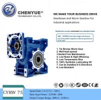 CHENYUE High Torque Worm Gearbox Speed Reducer NMRW75 CYRW75 Input 14/19/22/24/28mm Output 28mm Speed Ratio from 5:1 to 100:1 Tin bronze CNC Free Maintenance