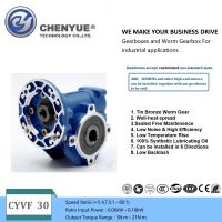 CHENYUE High Torque Worm Gearbox NMVF 30 CYVF30 Input 9/11mm Output 14mm Speed Ratio from 5:1 to 80:1 Tin Bronze Used Small Motor Free Maintenance