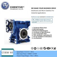 CHENYUE High Torque CNC Worm Gearbox Reducer NMRW 40 CYRW40 Input 11/14mm Output 18mm Speed Ratio from 5:1 to 100:1 Tin Bronze Free Maintenance