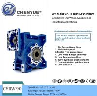 Chenyue Worm Gearbox Reducer NMRW90 CYRW90 Sliver Suppliers Input19/22/24/28mm Output 35mm Speed Ratio from 5:1 to 100:1 Free Maintenance