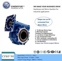 CHENYUE High Torque Worm Gearbox CYWF90 Input 35 mm Output Hole 90mm can OEM Output Shaft Speed Ratio from 5:1 to 100:1 Free Maintenance
