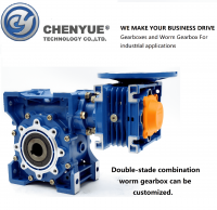 CHENYUE DOUBLE-STAGE WORM GEAR REDUCER CYRV50 + CYRW75 SPEED RATIO FROM 300:1TO10000:1 CUSTOMIZABLE