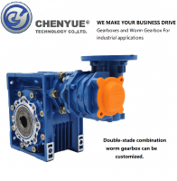 CHENYUE DOUBLE-STAGE WORM GEAR REDUCER CYVF40 + CYRV63 SPEED RATIO FROM 300:1TO8000:1 CUSTOMIZABLE