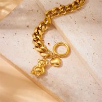 DaDa Fashion creativity personality gold-plated stainless steel chain, bear love pendant, OT clasp accessory bracelet