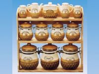 Stoneware 12-pc Canister Set.