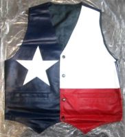 TEXAS FLAG COLOR LEATHER VEST NEW 2014 STOCK. ALL SIZES - HI QUALITY - CP BRAND