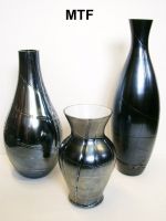 Beautiful glass vases with metalic effect