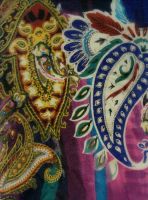 Sell 100% pure silk satin printed fabrics with paisley design