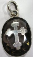 Sell smoky cross sterling silver pendant