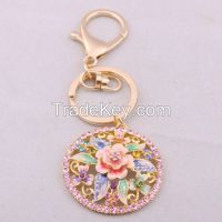 new products, fashion enamel keychain with crystal, promotional keychain, best promotion gift