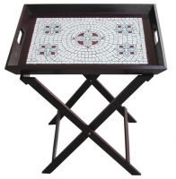mosaic tray with folding stand
