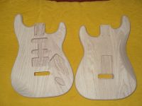 Strat three-piece ash guitar body, SSH pickups, Unfinished