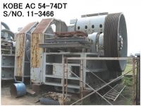 USED "KOBE" ALLIS-CHALMERS 54-74 (74" X 54") DOUBLE TOGGLE JAW CRUSHER S/NO. 11-3466