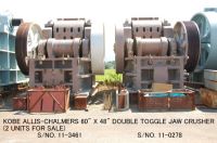 USED "KOBE" ALLIS-CHALMERS 48-60 (60" X 48") DOUBLE TOGGLE JAW CRUSHER S/NO. 11-0278 & S/NO. 11-3461