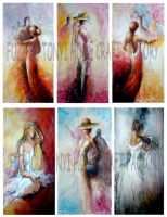 Hot Sale! Women Dancing Large Canvas Art Oil Painting, 100% Handmade