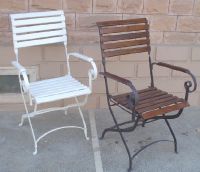 FOLDING IRON CHAIR WITH WOODEN STRIPS