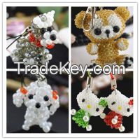 sell cute beaded doll keychain mobile phone charms accessories promoti