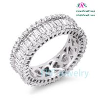 Fashion Hot Selling 925 Sterling Silver Baguette Ring With CZ Stone