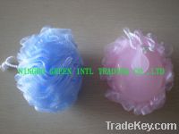 Sell bath puff with plastic handle